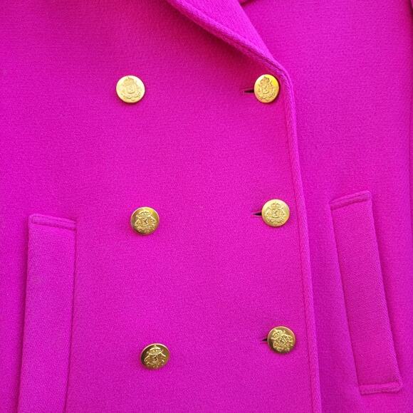J. Crew majesty pea coat in hot pink stadium cloth blogger favorite size 2 - Picture 7 of 11